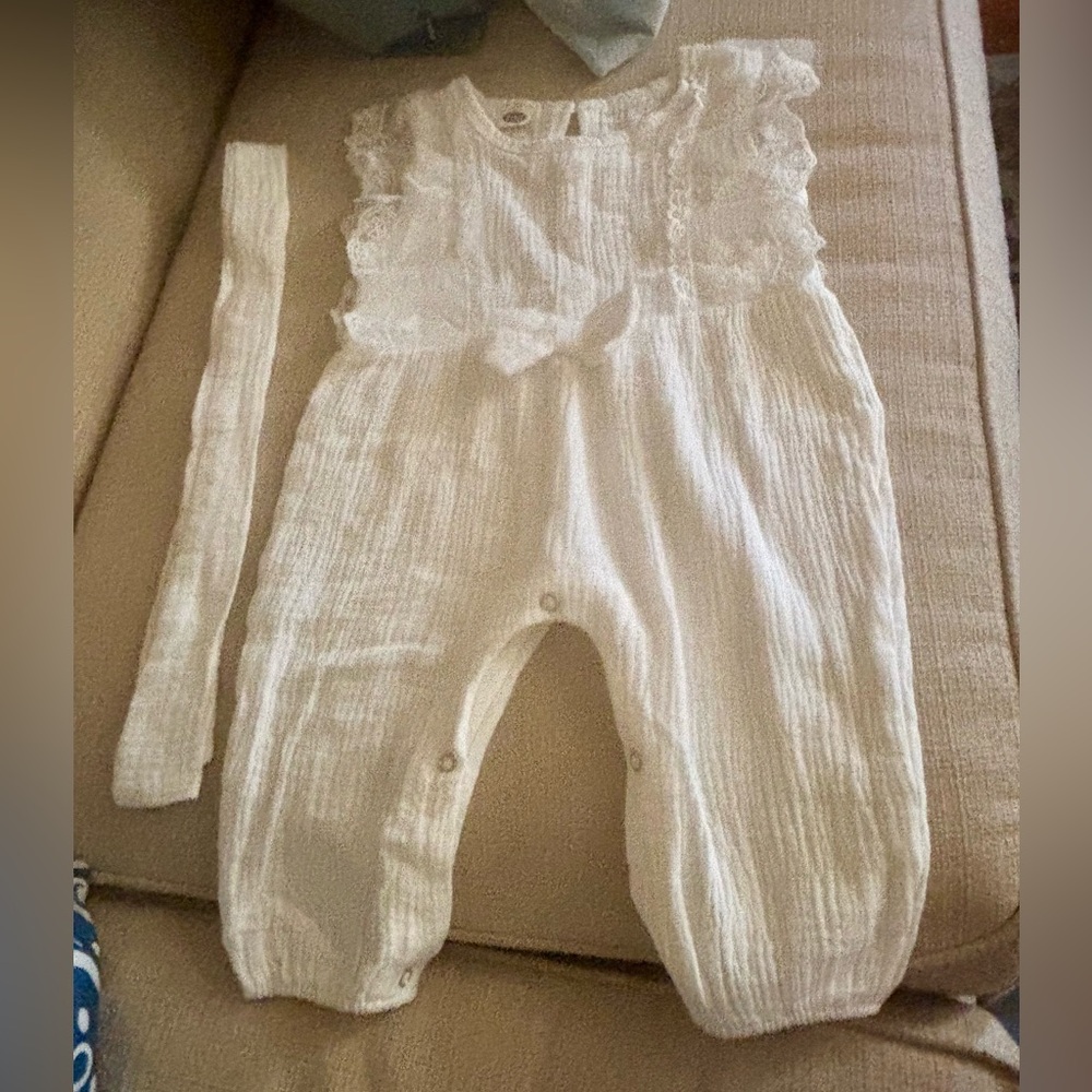 Toddler Infant Romper 12 Months Ivory With Bow